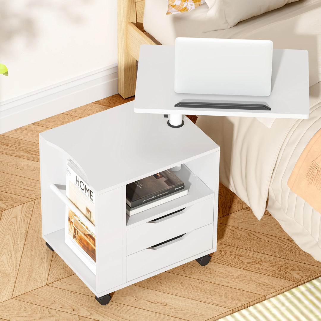 soges Betttisch Laptoptisch Sofatisch aus Holzwerkstoffen hochverstellbar mit drehbar Tischplatte ge