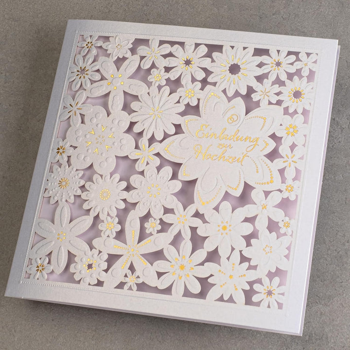 HOCHZEITSEINLADUNGEN - 20 St. 135x135mm, MIT BEDRUCKBAREN EINLAGEN UND UMSCHLÄGEN FÜR HOCHZEIT – LAS