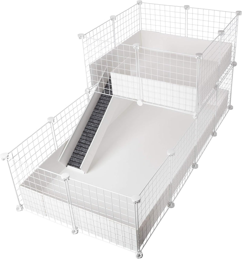 CagesCubes C&C Deluxe Käfig für Meerschweinchen, Boden 2 x 4  Gitterelemente + Plattform 2 x 2 Gitte