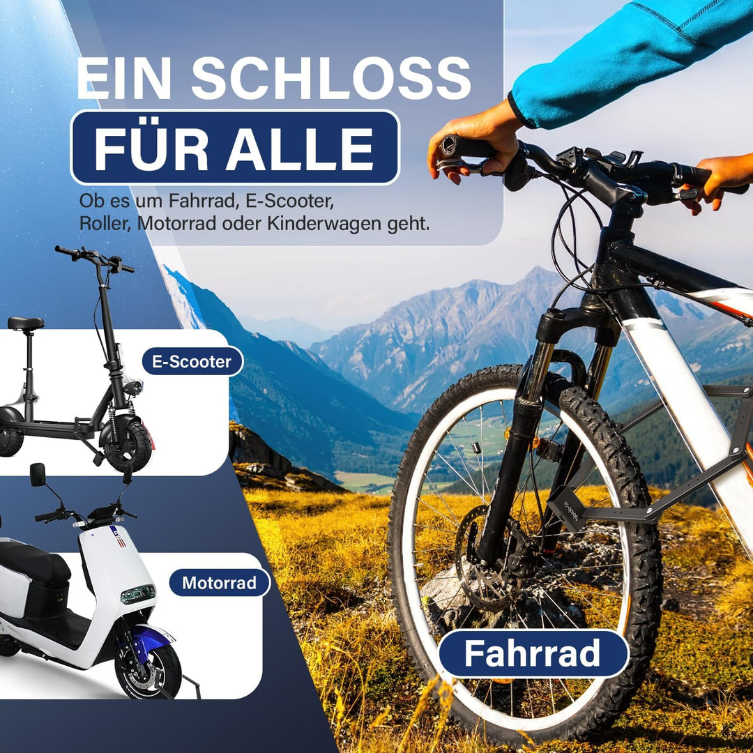 Fahrradschloss Faltschloss, Fahrrad Schloss hohe sicherheit mit Halterung aus gehärtetem Stahl mit 9