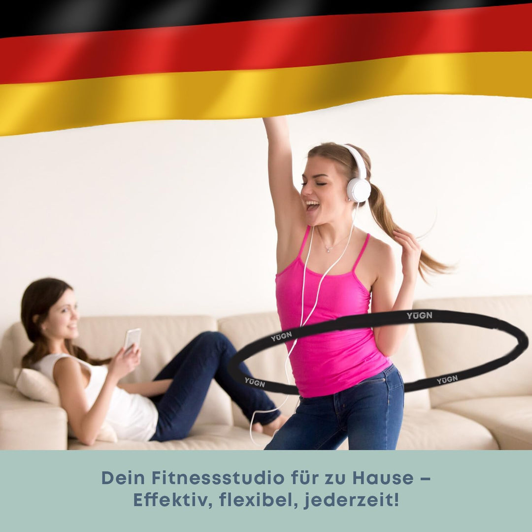 YUGN Vitality Hula Hoop Reifen Erwachsene Set 1.2KG - Enthält Springseil und 2 Widerstandsbänder und