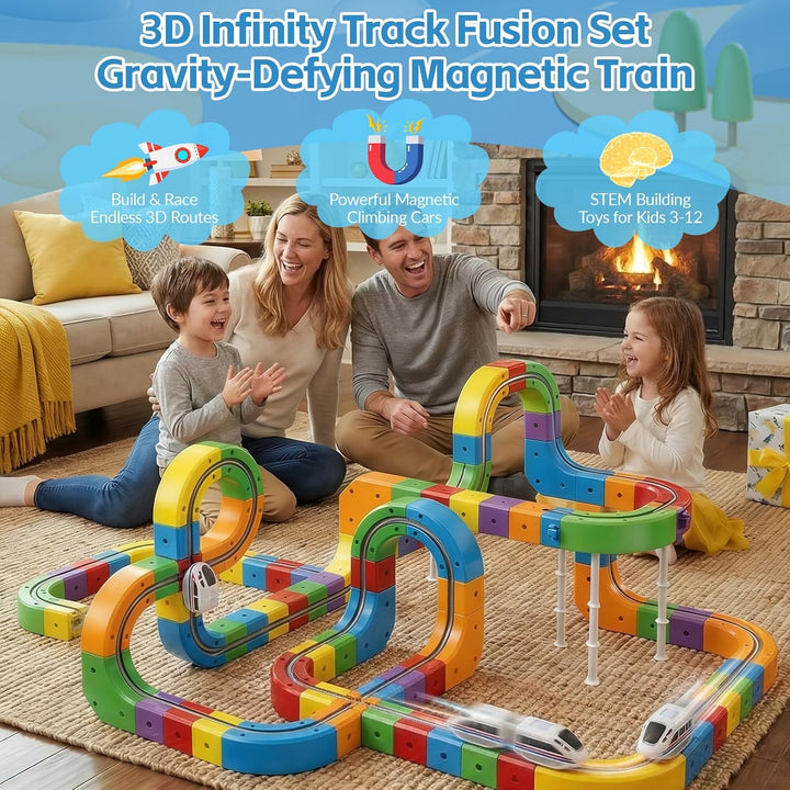 Electric Train Set, Cube Track Block Zug mit Flexibler Rennstrecke, Schwerkraft-Trotzende 3D-Eingebe