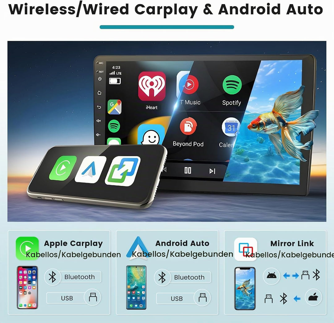 Hikity 2+64G Android 15 Autoradio Navi Für Kia Rio 2012-2015 Mit Wireless CarPlay Android Auto Mirro