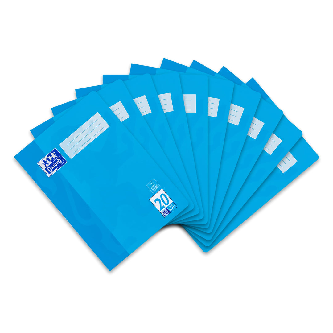 Oxford Schulheft A4, 32 Blatt, Lineatur 20, blanko, 10 Stück Single, Single