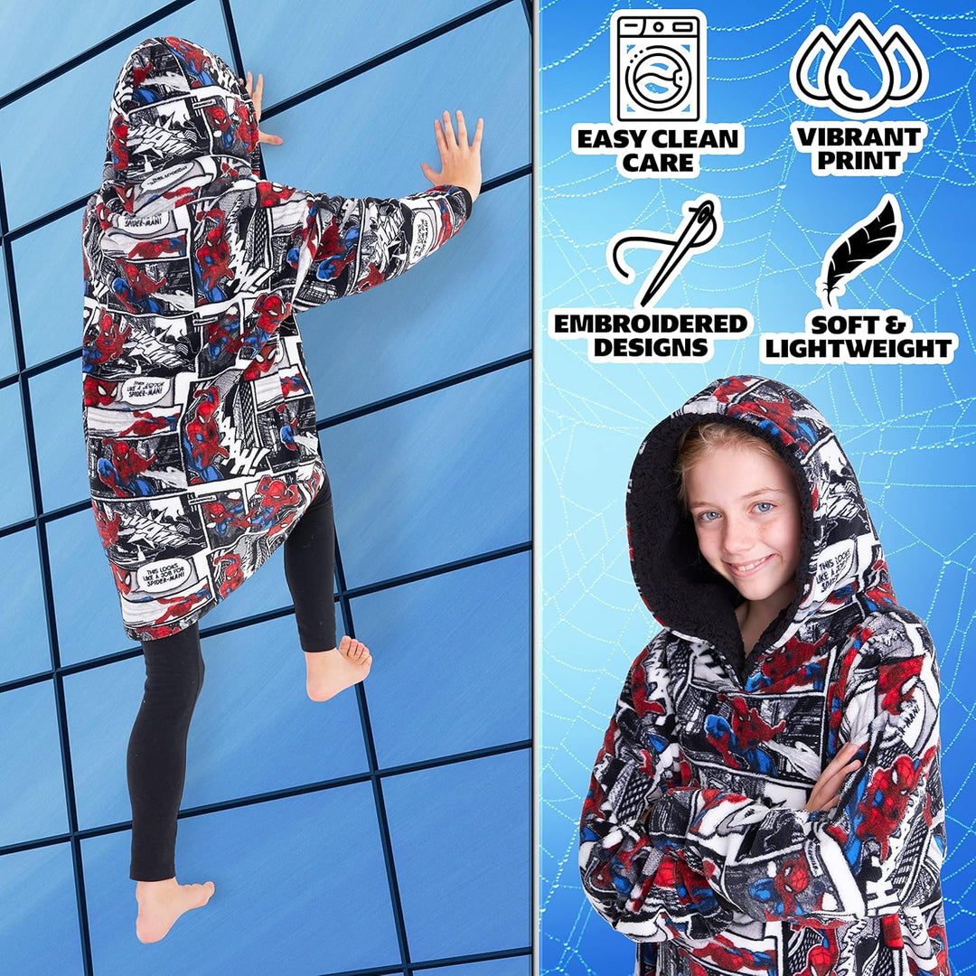 Marvel Spiderman Übergrosse Hoodie Decke Kinder Jungen und Mädchen