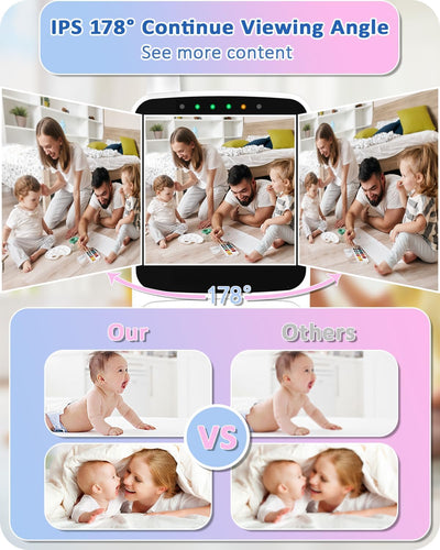 HelloBaby Babyphone mit Kamera,29 Stunden Akkulaufzeit Babyfon,355°/120° Baby Monitor mit Ferngesteu