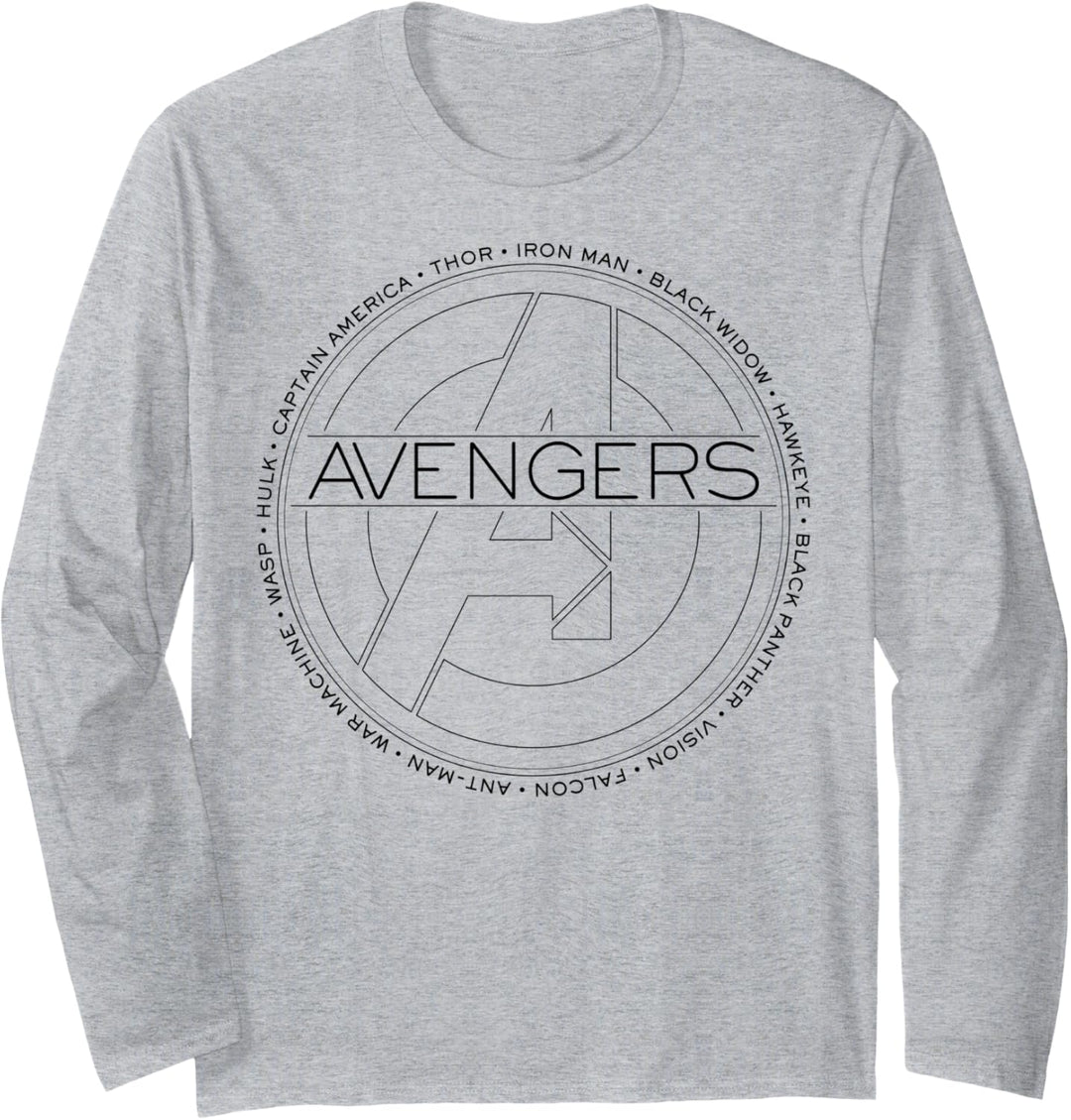 Marvel Avengers Circle Text Name Logo Langarmshirt