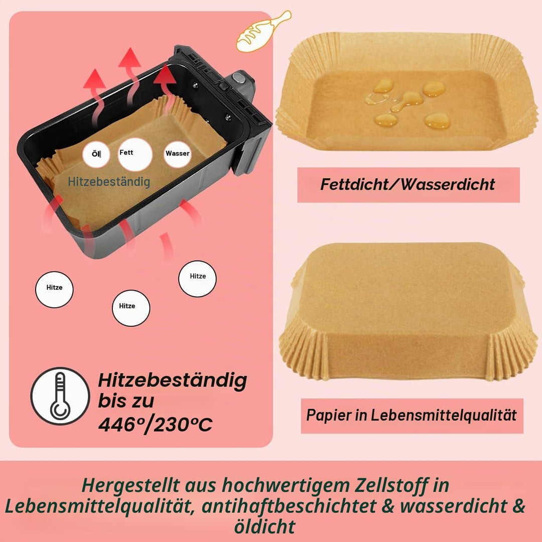 BYKITCHEN 150 Stück airfryer backpapier für Ninja Foodi Heissluft-Fritteuse,Air Fryer Zubehör für AF