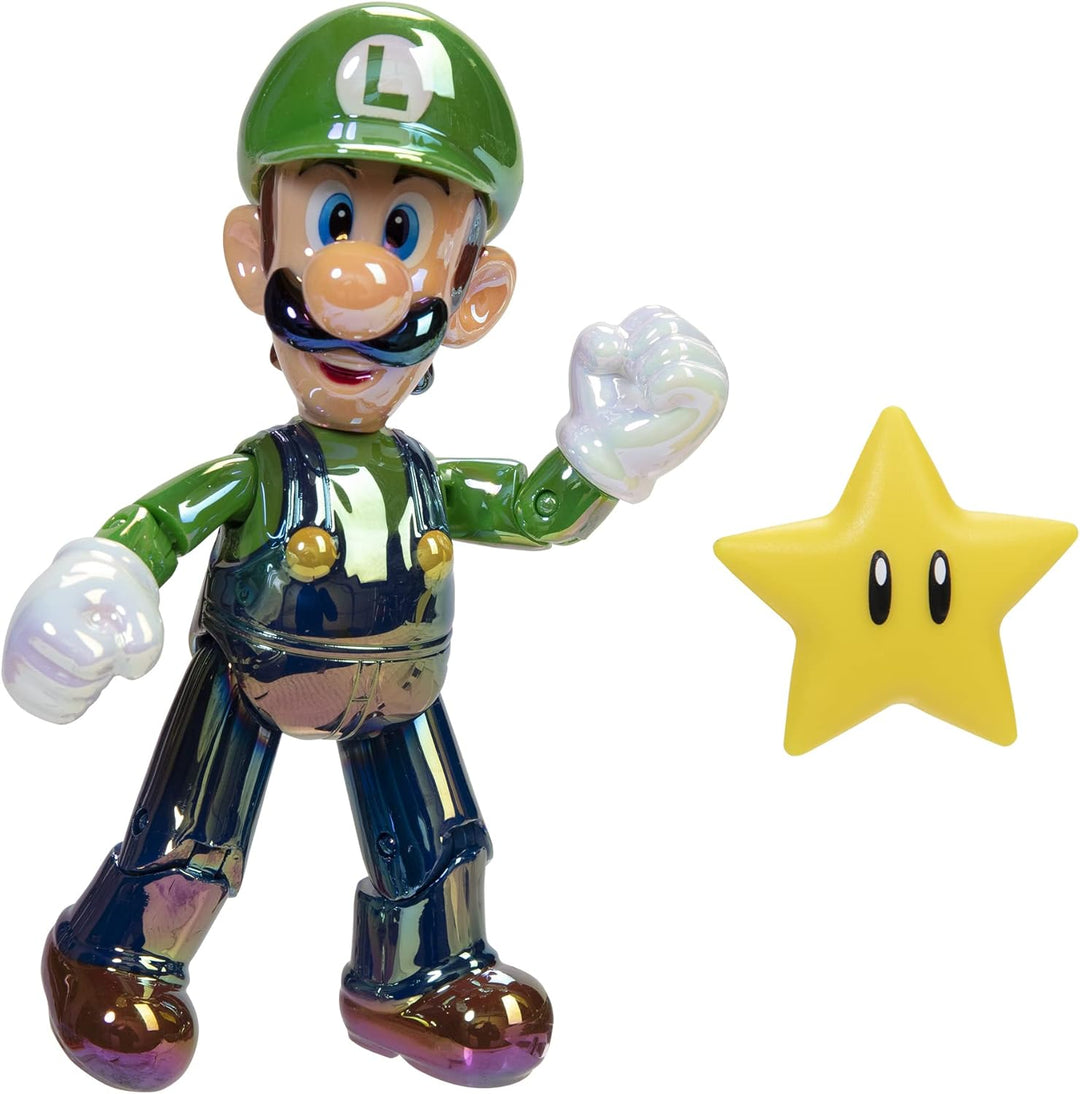 Nintendo Super Mario Figur Luigi w/Star in Sammlerbox, 10 cm Luigi w/ Star, Luigi w/ Star