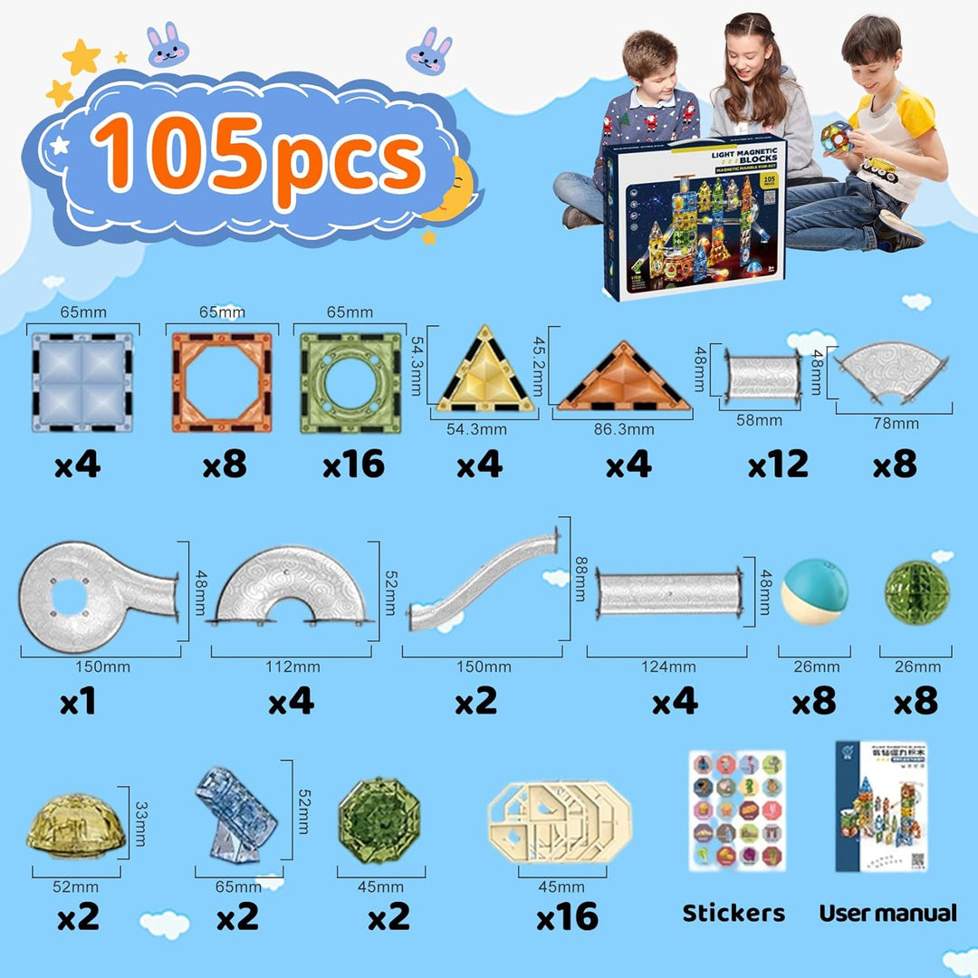 Jvchengxi Magnetische Bausteine 105 Teile Magnet Spielzeug Kinder Magnete Konstruktion Blöcke STEM K