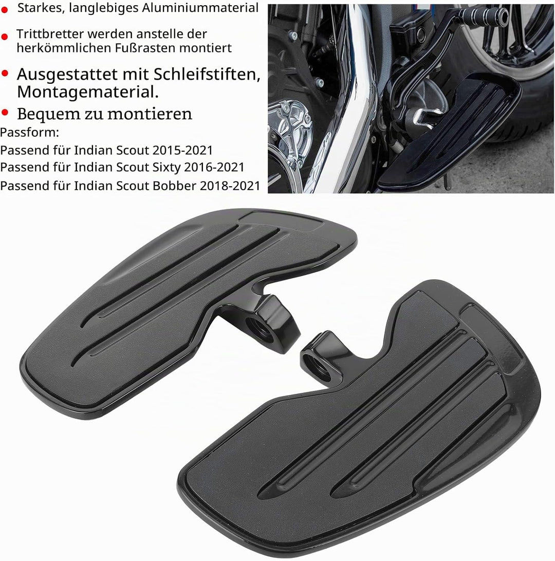 Qiilu Fussrasten für Motorräder Aluminium Front Rider Trittbretter Fussrasten Trittbrett Fit für Ind