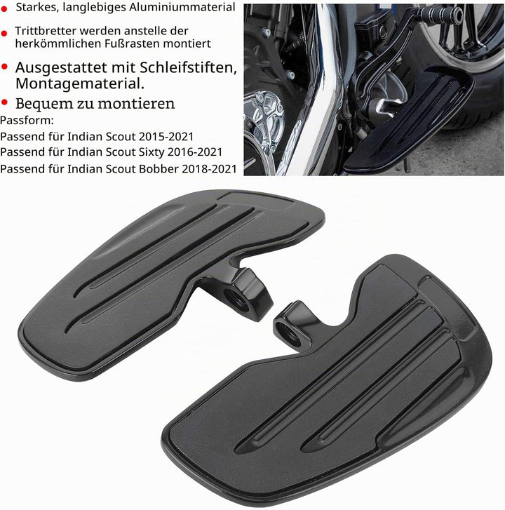 Qiilu Fussrasten für Motorräder Aluminium Front Rider Trittbretter Fussrasten Trittbrett Fit für Ind