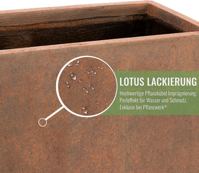 Pflanzwerk® Pflanzkübel Fiberglas TUB Rost Braun 40x80x40cm XXL *Frostbeständig* *UV-Schutz* *Qualit