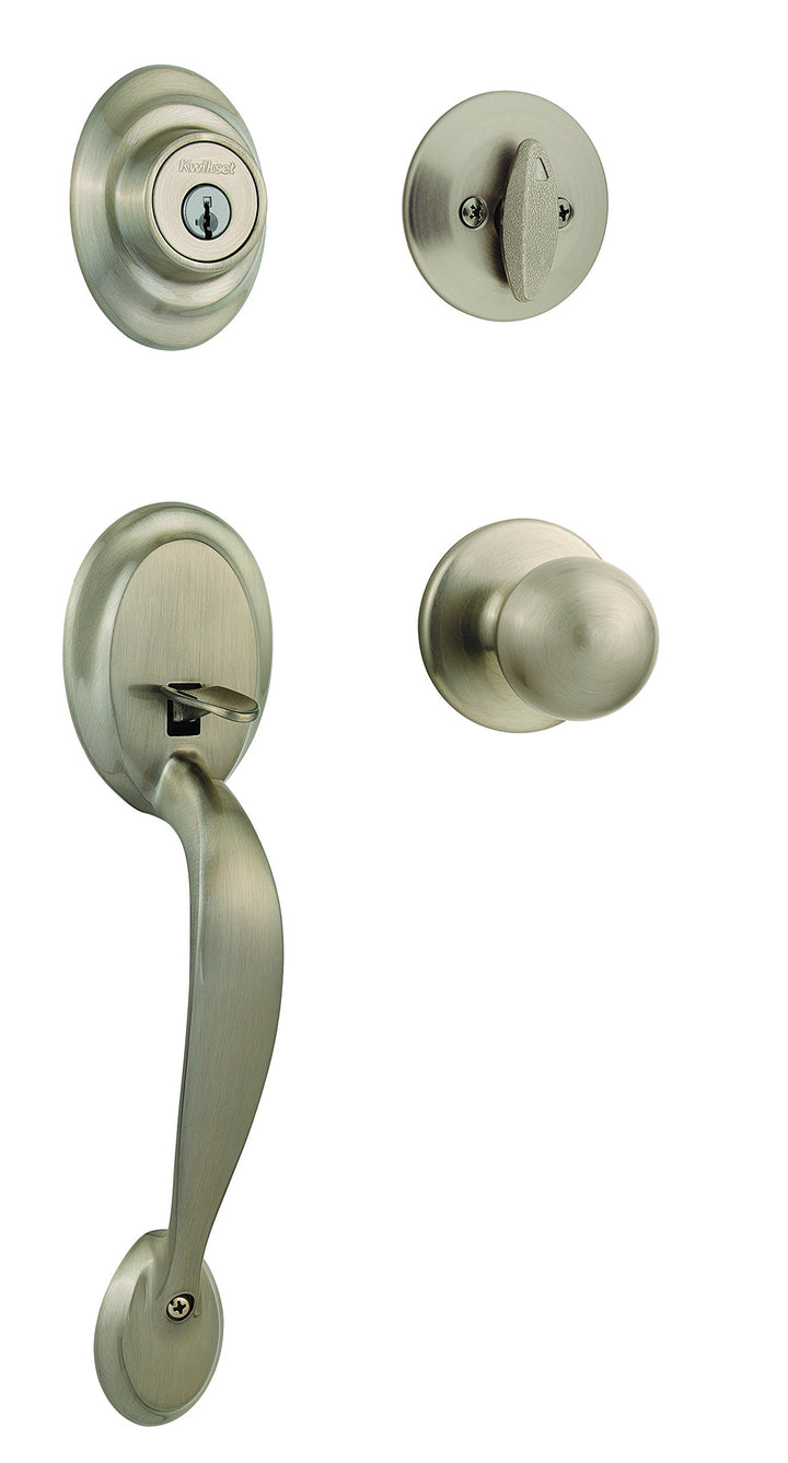 Kwikset 96870-090 Dakota Einzylinder-Griffe mit Poloknauf mit SmartKey in satiniertem Nickel (Metall