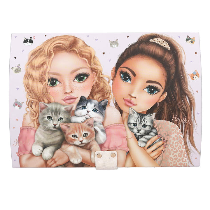 Depesche 13578 TOPModel Cat Love - Schmuckkästchen in Lila, mit Model Motiv und Katzen Muster, Schmu