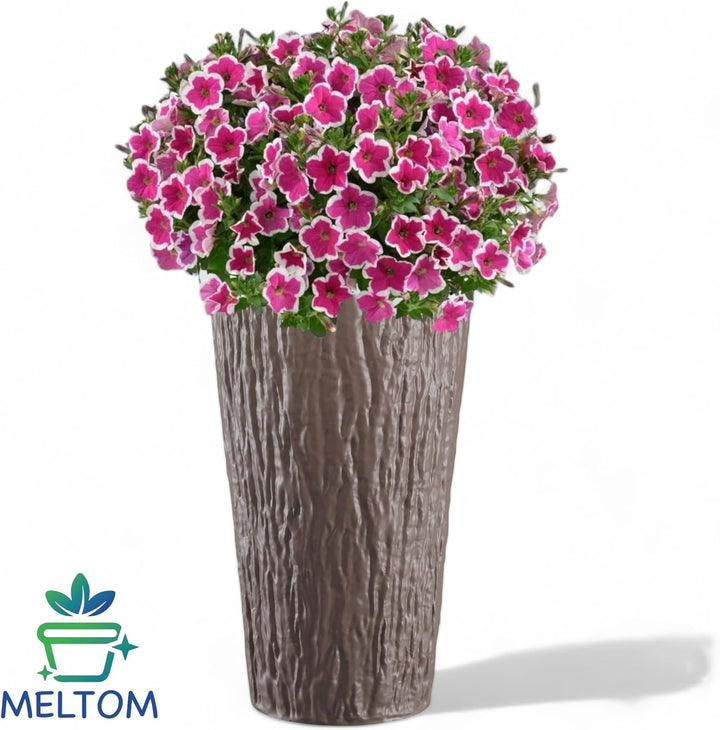 MELTOM Blumenkübel Blumentopf Rund Slim Hoch 3D Effekt Dekorativ Pflanzkübel mit Herausnehmbaren Ein