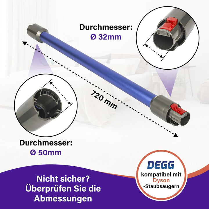 DEGG Staubsaugerrohr - Kompatibel mit Dyson V7, V8, V10, V11 und V15 Teleskoprohr 32MM, Verlängerung