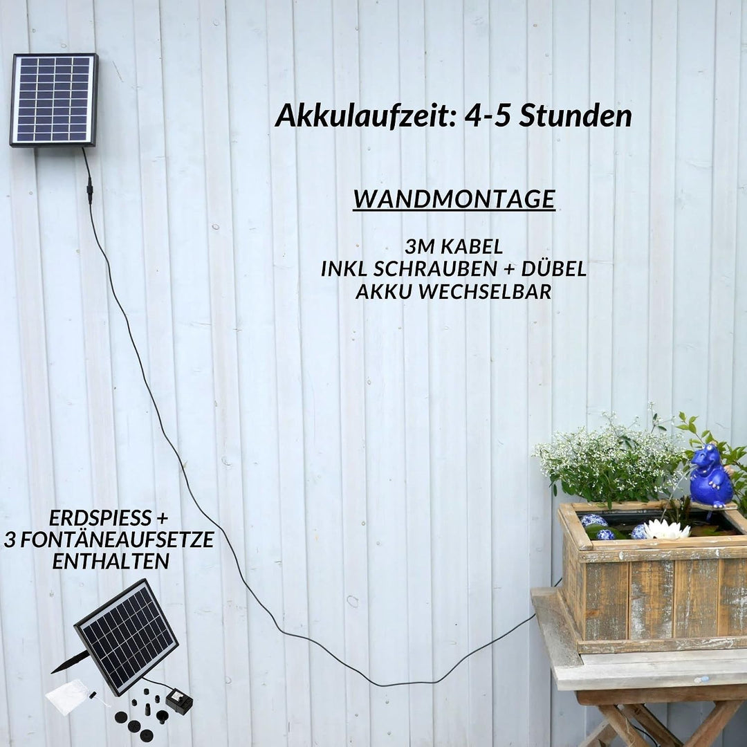 Wasserspeier Solar mit Akku Frosch 12cm Laufzeit ohne Sonne 4 - 5 Stunden