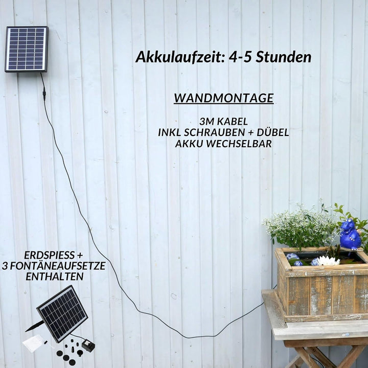 Wasserspeier Solar mit Akku Frosch 12cm Laufzeit ohne Sonne 4 - 5 Stunden