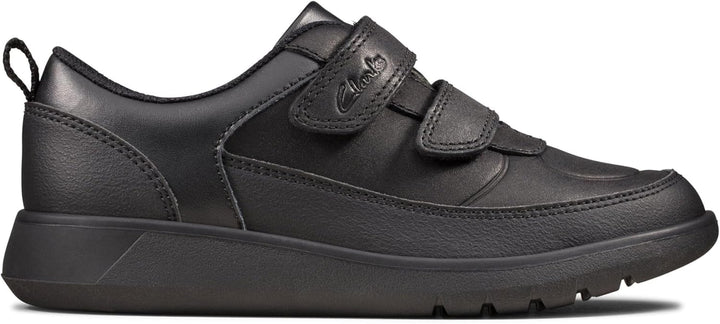 Clarks Jungen Scape Flare K Sneaker 30 EU Weit Black Leather, 30 EU Weit Black Leather