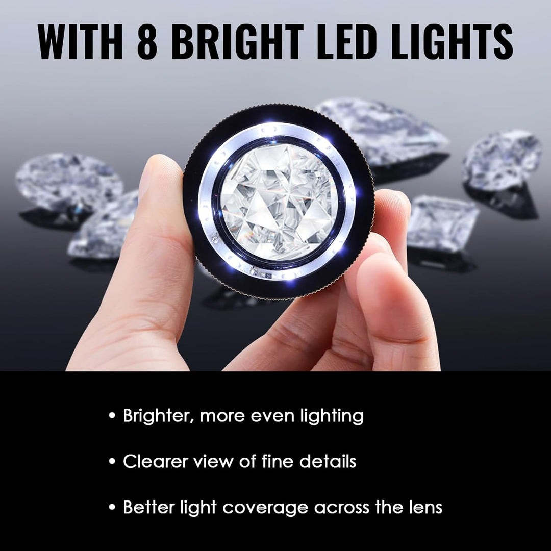 Pocket Handheld klein Grösse 10x mit 25mm 2,5cm (0,99 Zoll) mit LED-Licht, fokussierte Augenlupe Sch