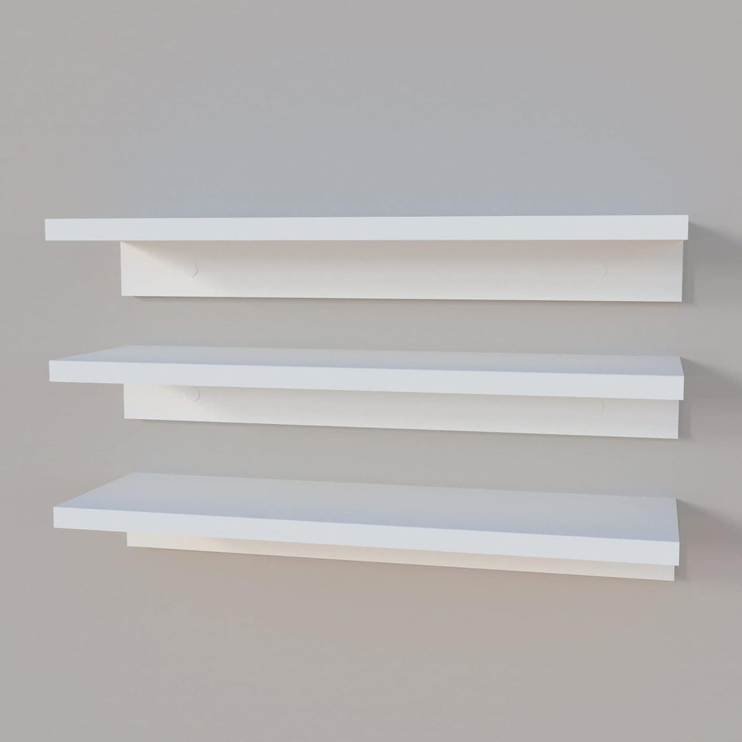 Henor Set mit 3 Wandregalen aus FSC® Holz 55 x 17 x 7.5 cm. Weiss 3x55 Weiss, 3x55 Weiss