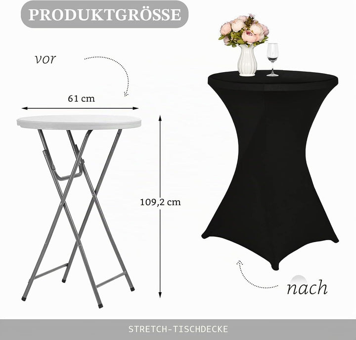 Showgeous 6 Packungen Stretch Stehtisch Husse für Bistrotisch Ø 80-85 cm Cocktail Tisch-Überzug Huss