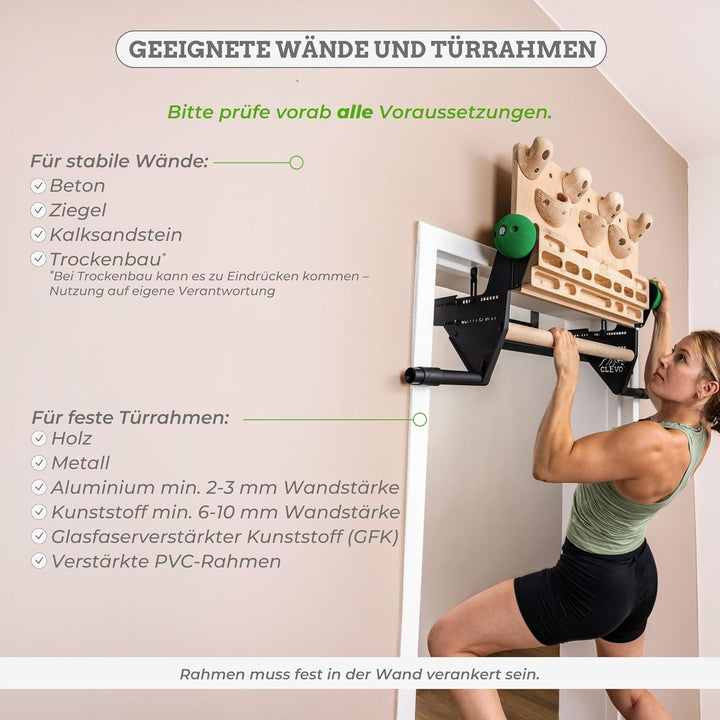 Clevo - Hangboard für Kletten und Bouldern - Climbing Trainingsboard Hangboard Klettern Aufhängung f