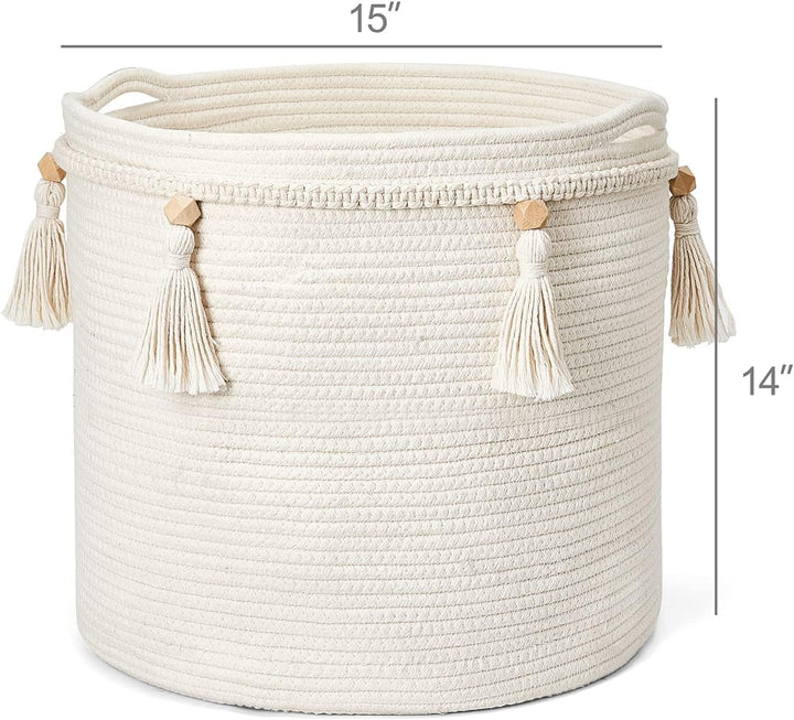 Mkono Makramee Dekorativer Baumwollseilkorb Boho Woven Quaste Schrank Aufbewahrungsbehälter Organize