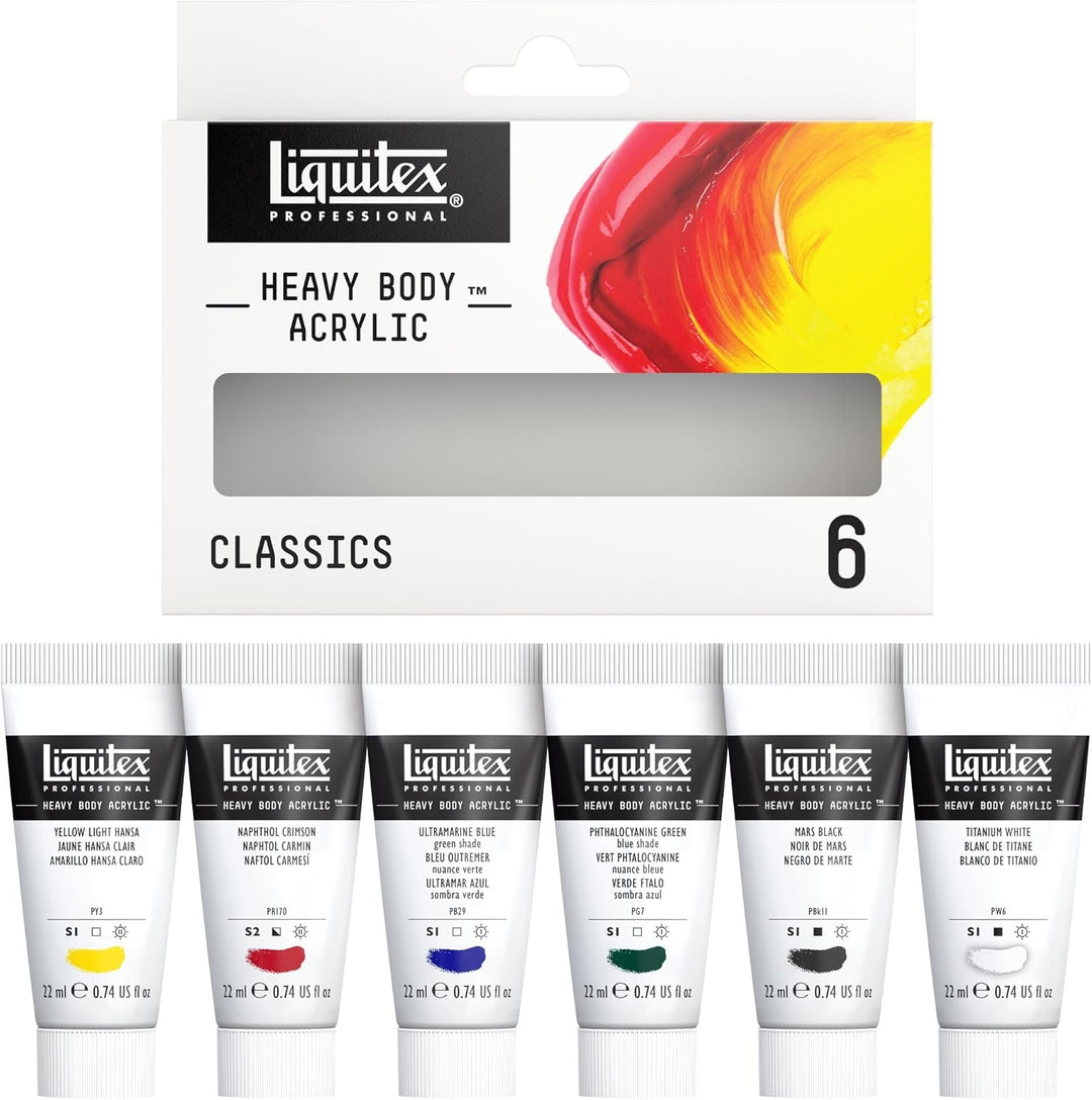 Liquitex Heavy Body Acrylfarbe, Farben Set 6 x 22ml 22 ml (6er Pack) 6 Farben Set A 22ml - Classic F