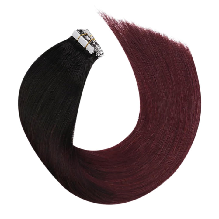 Moresoo Haarverlängerung Echthaar Tape in Schwarz 60 cm Tape Extensions Echthaar Remy Extensions Tap