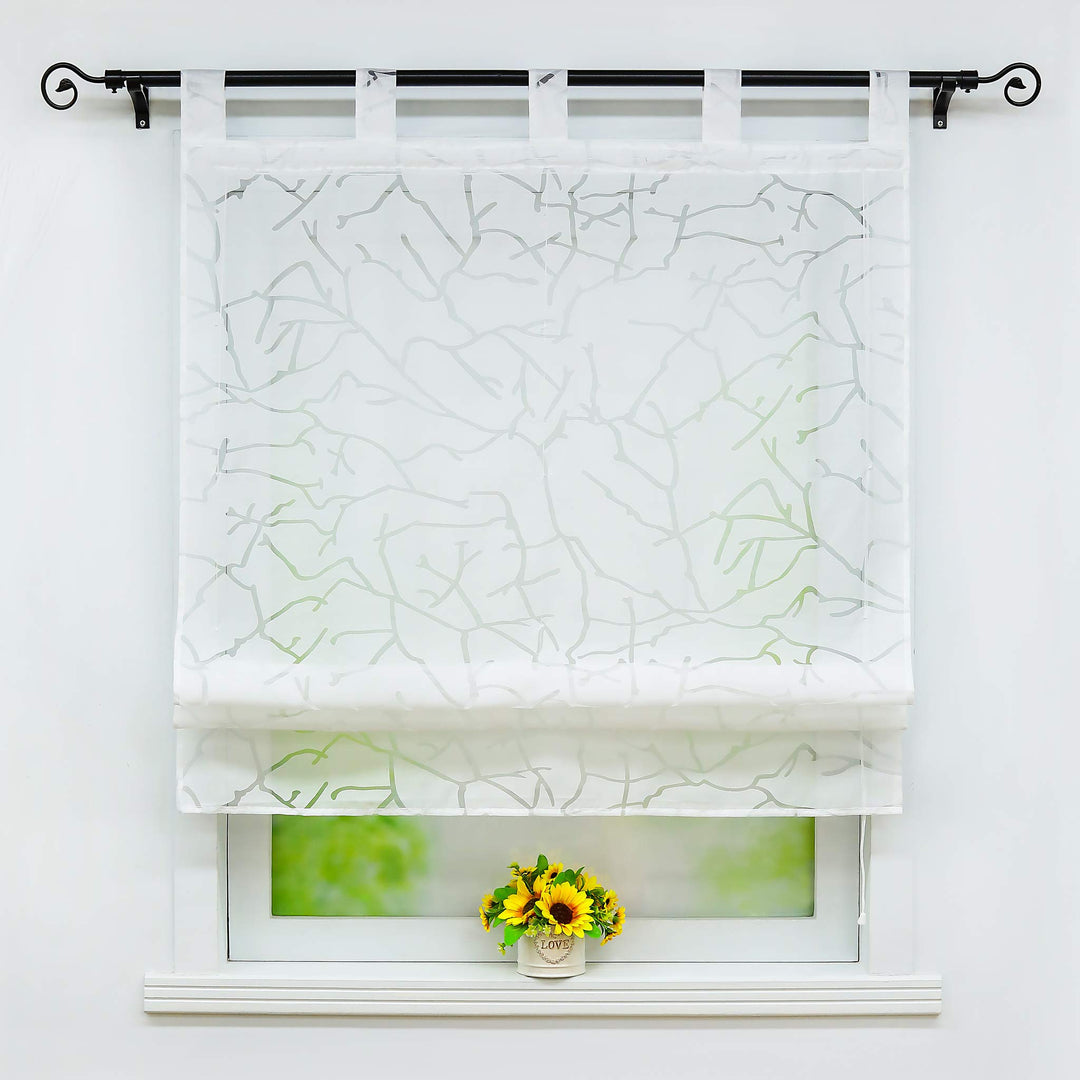 Joyswahl Raffrollo Ausbrenner Raffgardinen mit Schlaufen »Jessica« Gardinen BxH 100x140cm Weiss Baum