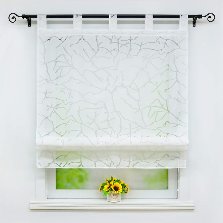 Joyswahl Raffrollo Ausbrenner Raffgardinen mit Schlaufen »Jessica« Gardinen BxH 100x140cm Weiss Baum