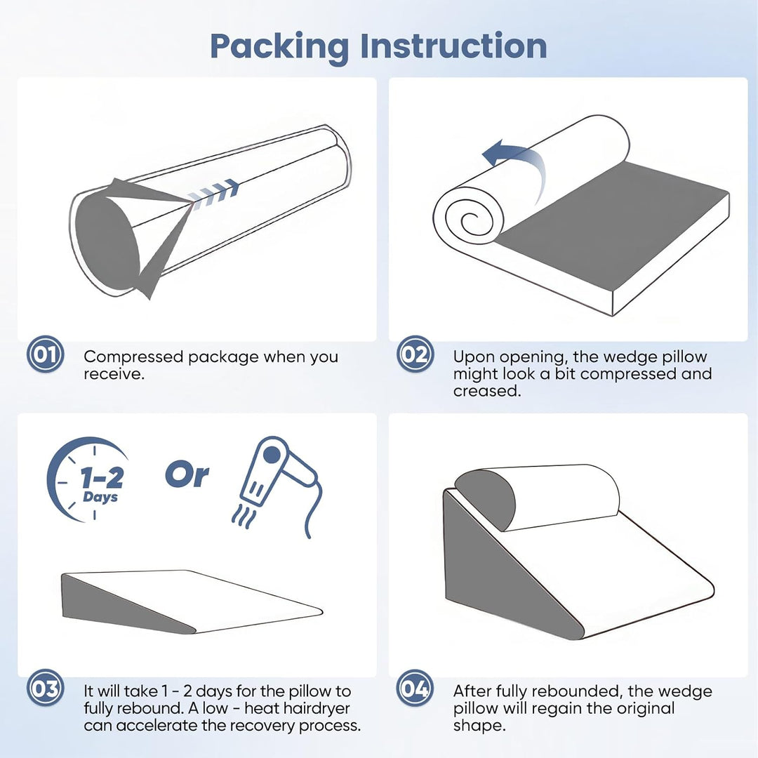 Ergonomisches Keilkissen Bett, Memory Schaum, 50x50x30cm | Ergonomisches Lesekissen für Bett und Sof