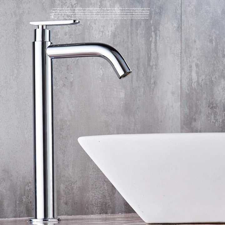 30 cm hoher Messing-Kaltwasserhahn, Einhebelmischer für Badezimmer, Waschbecken, WC, Chrom