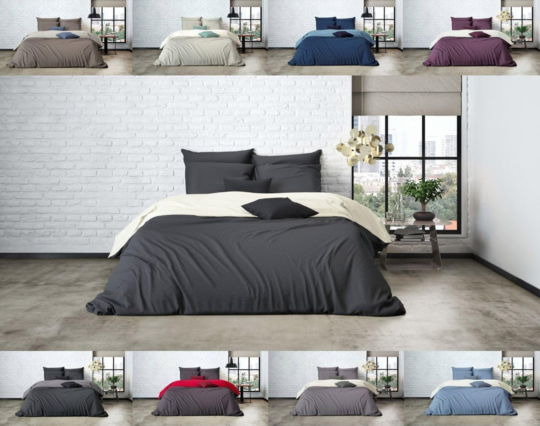 MISTRAL HOME Uni Einfarbig Wende Bettwäsche Edel Perkal 100% Ägyptische Baumwolle, Farbe:Pristine-Ra