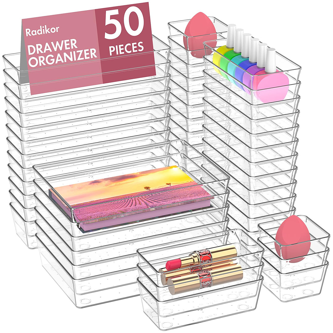 Radikor Schubladen Organizer -50 Stück Schminktisch Organizer in 4 Grössen, Drawer Organizer, Make U