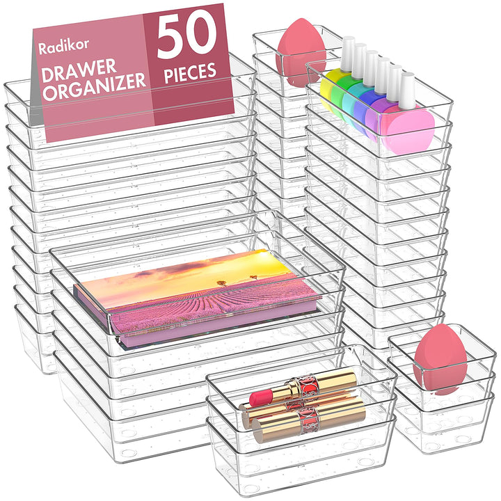 Radikor Schubladen Organizer -50 Stück Schminktisch Organizer in 4 Grössen, Drawer Organizer, Make U
