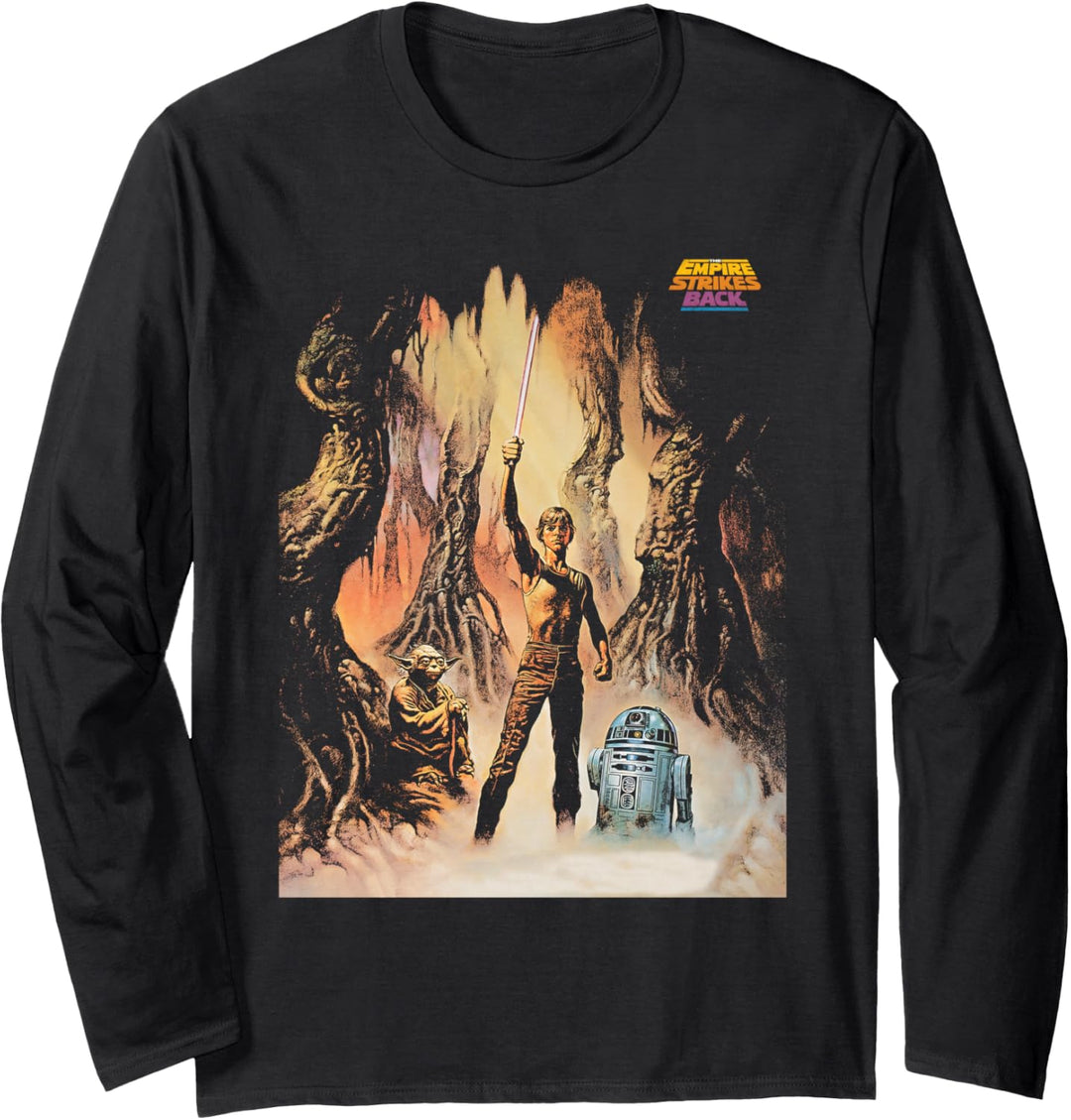 Star Wars The Empire Strikes Back Yoda Luke R2-D2 Langarmshirt