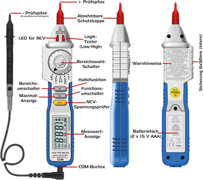 Digitales Stift-Multimeter, NCV Digitaler Spannungsprüfer mit LED-Anzeige, Voltmeter, elektronisches