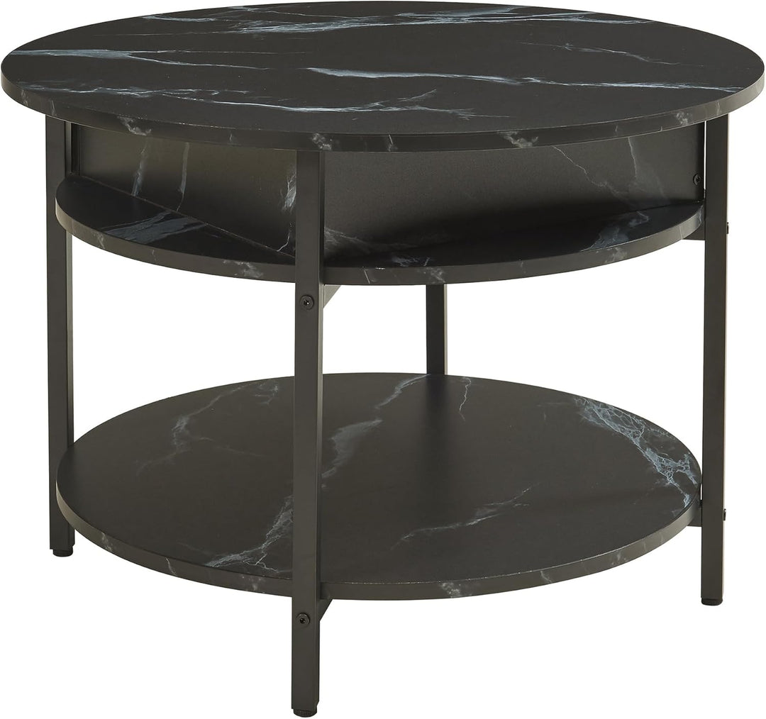 [en.casa] Couchtisch mit Hebeplatte rund Kandas Wohnzimmertisch mit Stauraum Ø70 x 49 cm Kleiner Tis