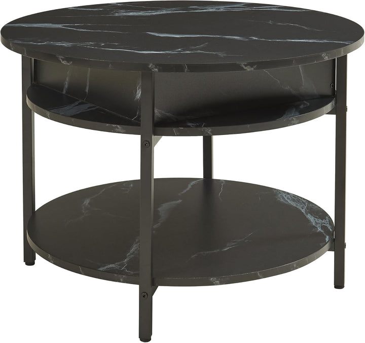 [en.casa] Couchtisch mit Hebeplatte rund Kandas Wohnzimmertisch mit Stauraum Ø70 x 49 cm Kleiner Tis