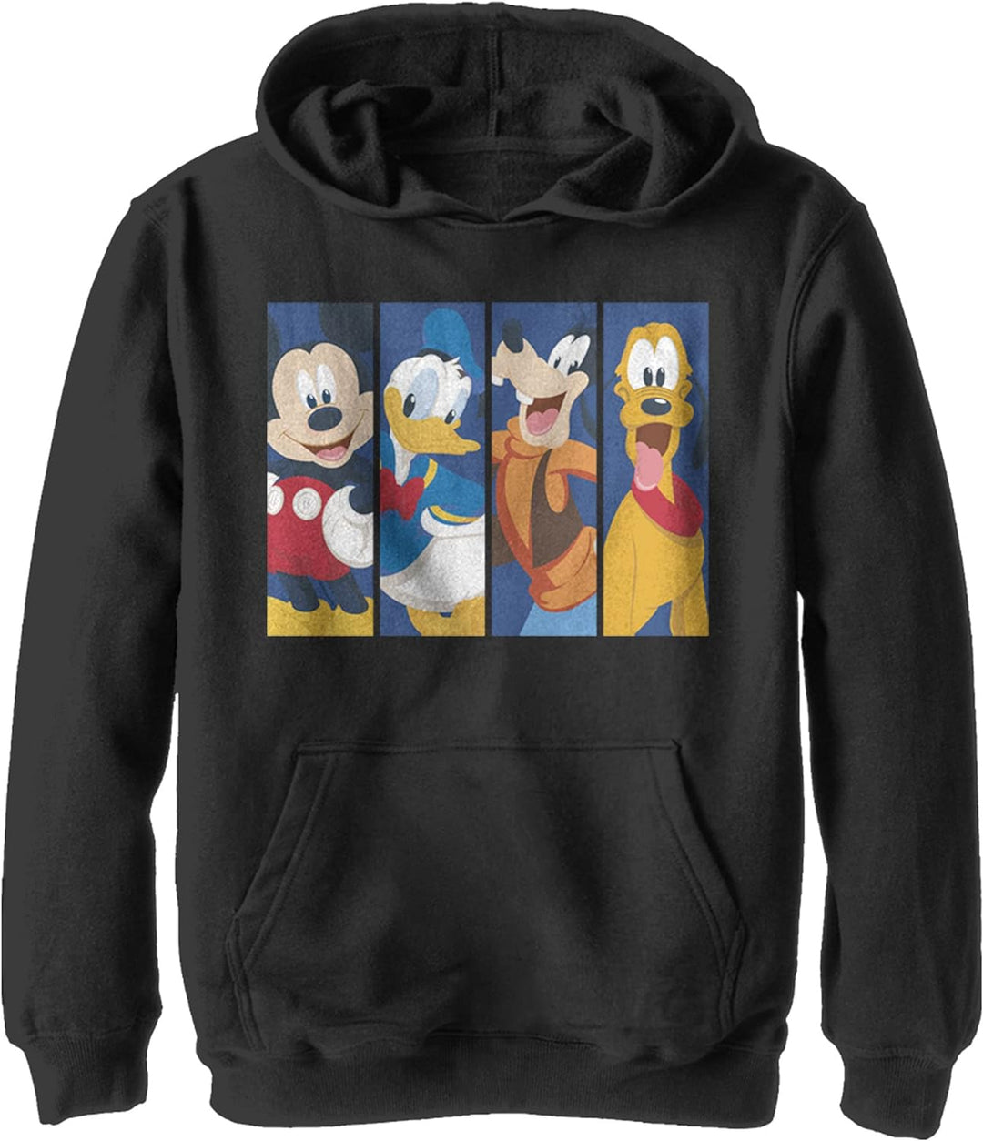 Disney Characters Bro Time Boy's Hooded Pullover Fleece, Black, Small