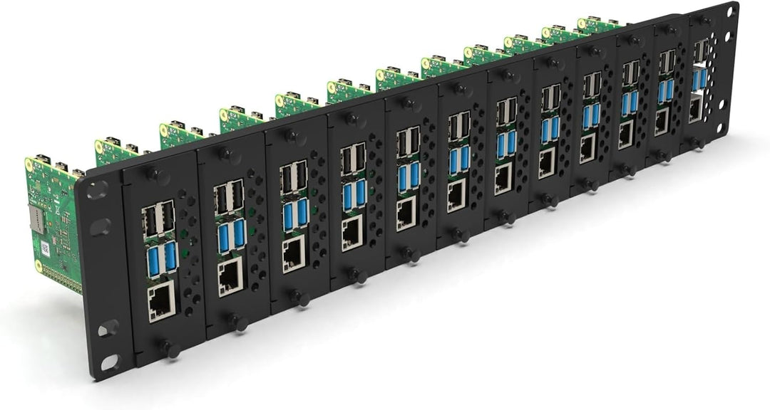 Raspberry Pi Rack Mount 19 inch 2U to Mount 16 Units All Models B (1-4) &amp; Raspberry Pi 5 - Front Rem
