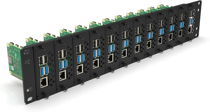 Raspberry Pi Rack Mount 19 inch 2U to Mount 16 Units All Models B (1-4) &amp; Raspberry Pi 5 - Front Rem