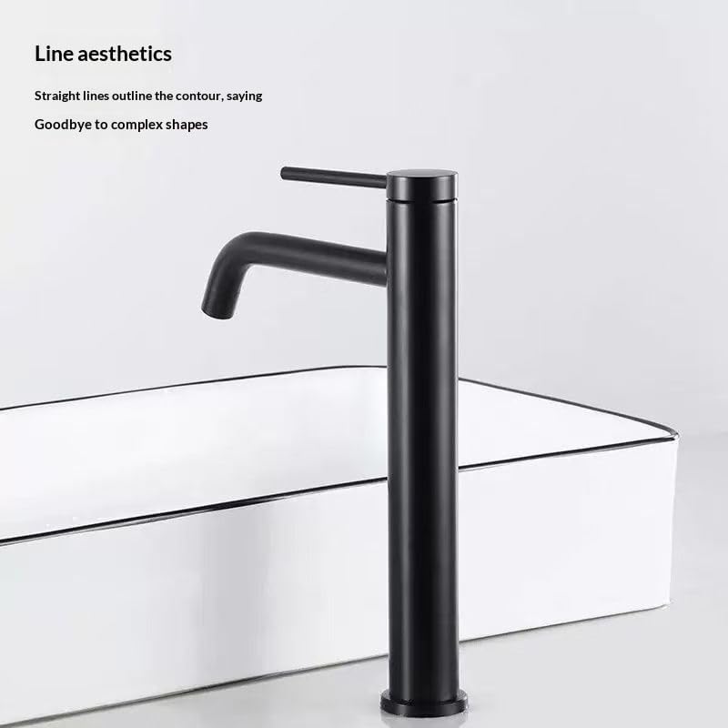 Waschtischarmatur Schwarz Matt Hoch Wasserhahn Bad Badezimmer Waschbecken Armatur Edelstahl Einhebel