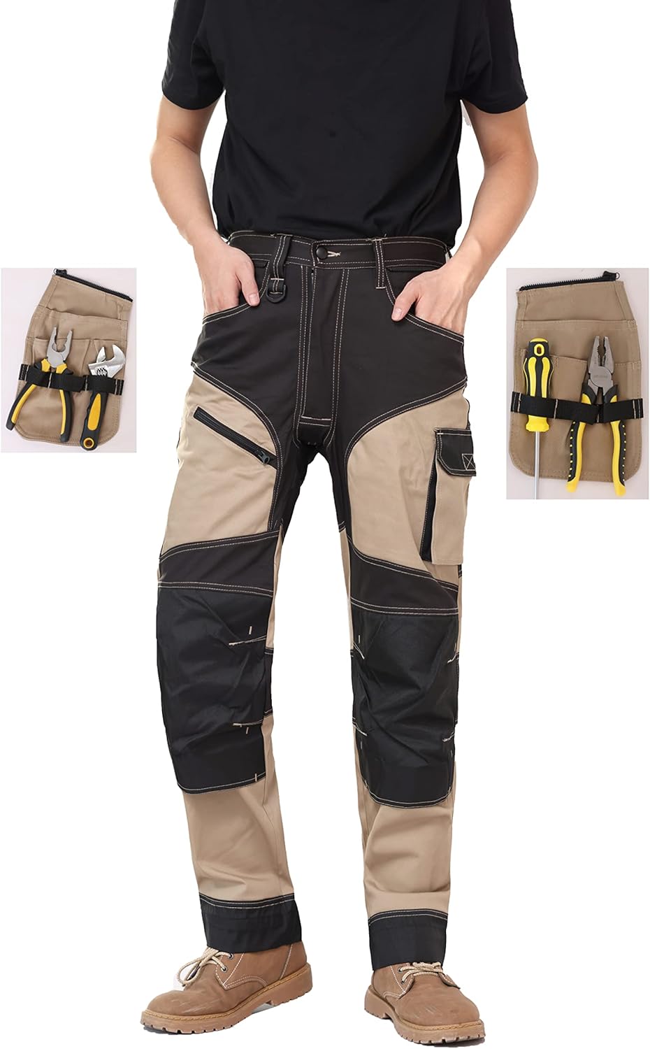 WORK IDEA Arbeitshosen männer, Hose mit multifunktionalen Taschen, Hose mit abnehmbaren Flugtaschen,