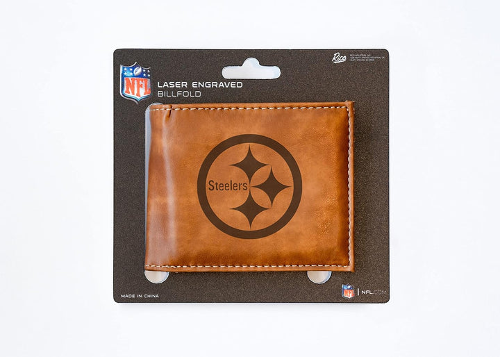 Rico Industries NFL Geldbörse mit Lasergravur, Braun Pittsburgh Steelers, Pittsburgh Steelers