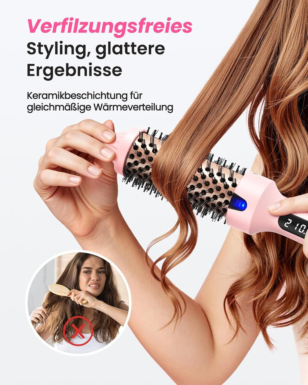 Haokoo Thermal Brush, Thermobürste 38mm für Salon-Styling in 8 Min, Ionische Lockenbürste Reduziert