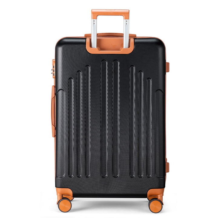 LALAHO Zwillingsrollen Reisekoffer Handgepäck Koffer Trolleys Hartschale M-L-XL-Set (Schwarz-Braun,
